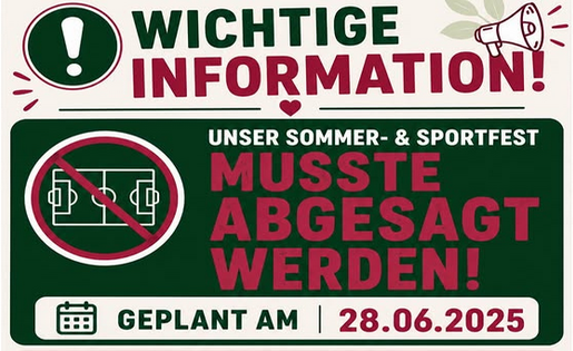 Absage Sommerfest 2026